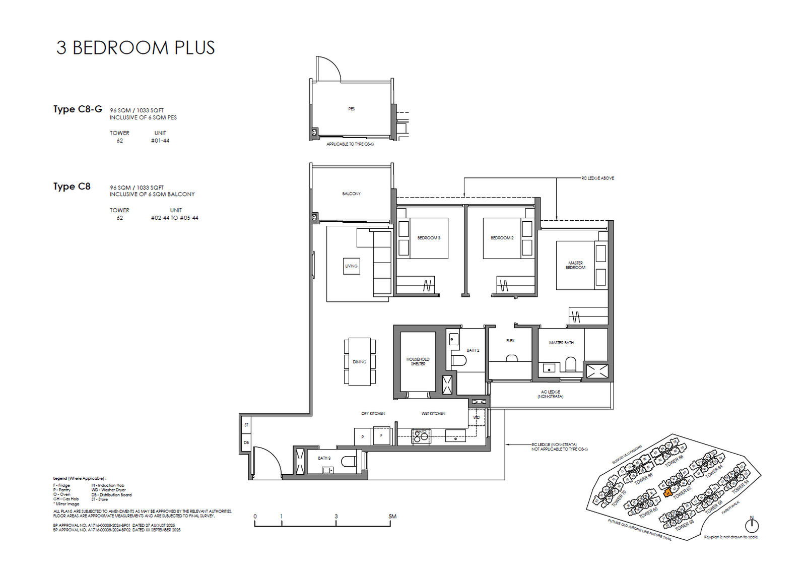 Faber Residence, floor plan C8-G (3 Bedroom (Plus))