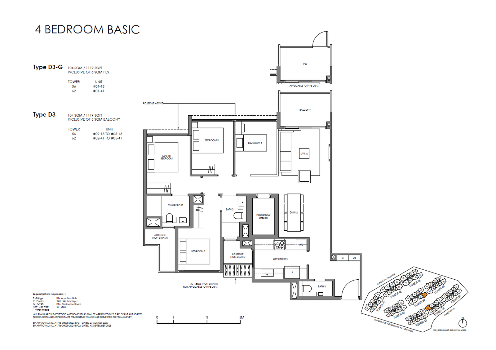 Faber Residence, floor plan D3-G (4 Bedroom (Basic))
