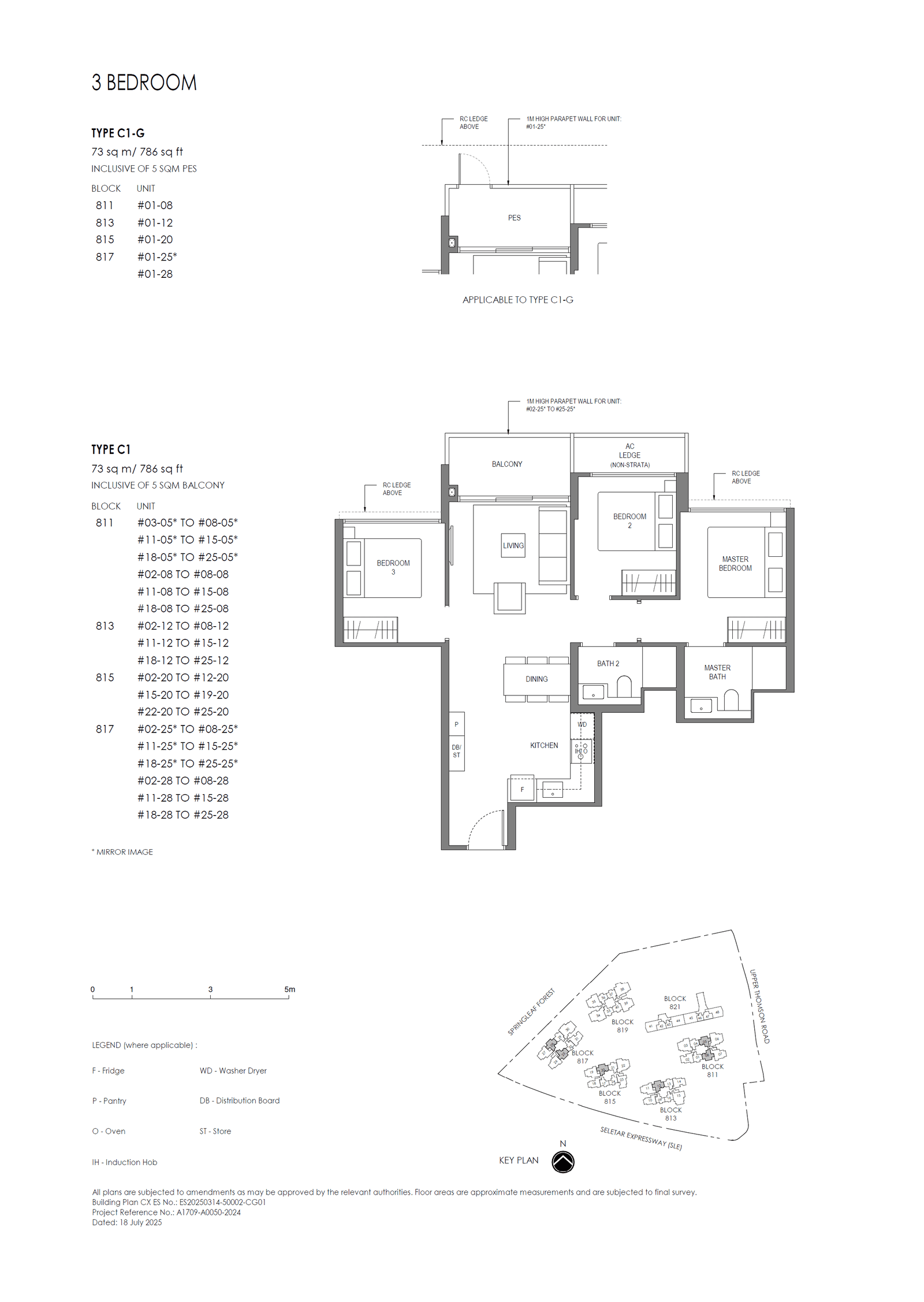Springleaf Residence, floor plan C1-G (3 Bedroom (Basic))