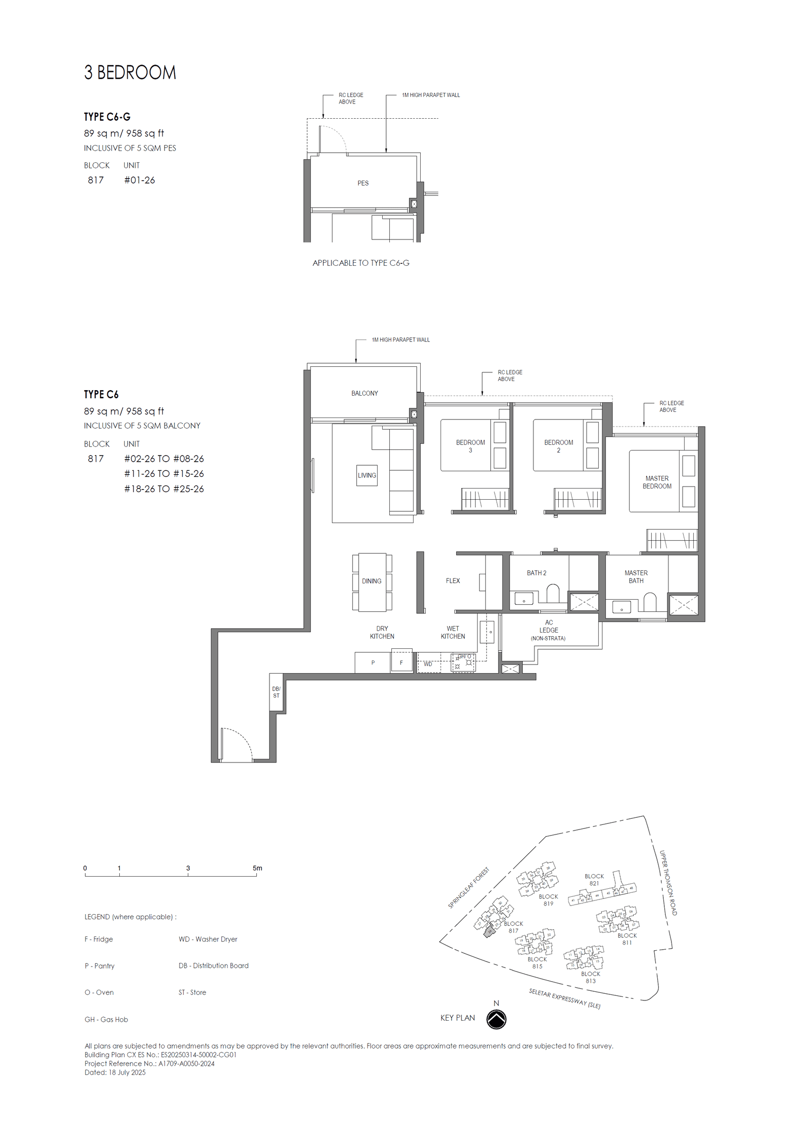 Springleaf Residence, floor plan C6-G (3 Bedroom (Standard))
