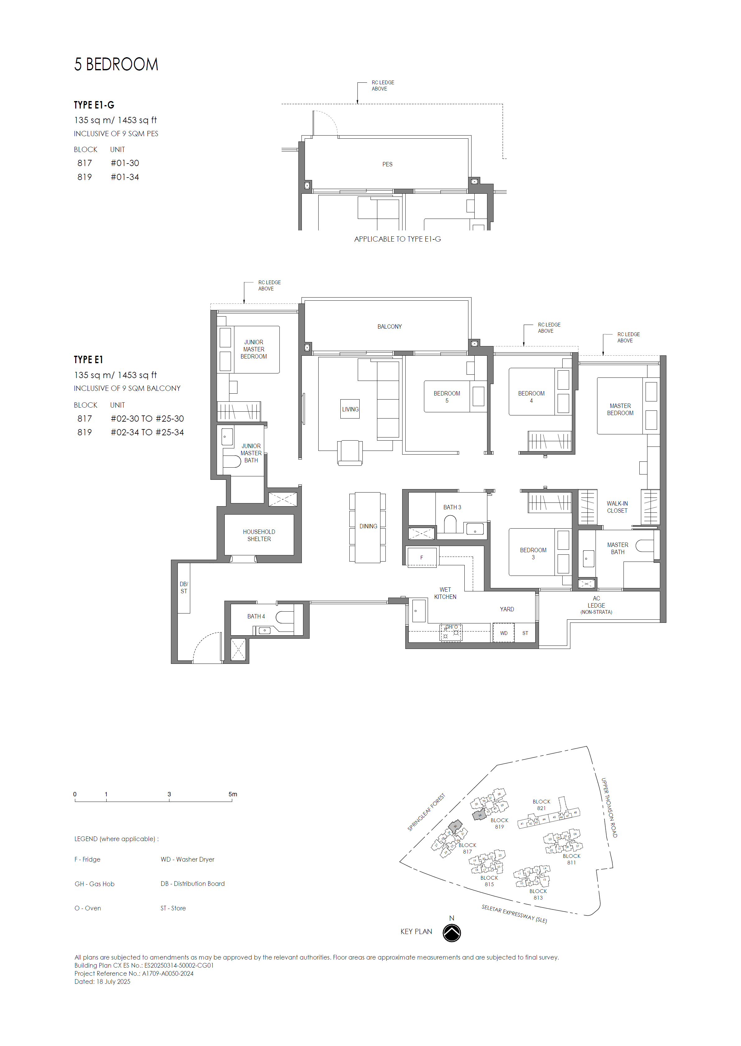 Springleaf Residence, floor plan E1-G (5 Bedroom)