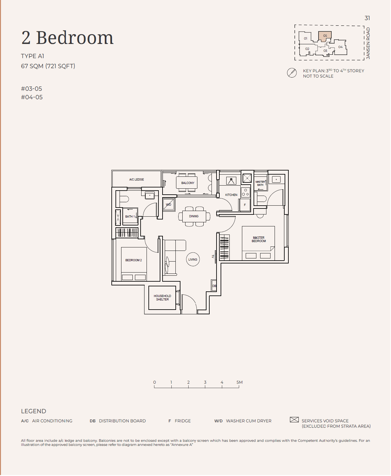 Jansen House, floor plan A1 (2 Bedroom)
