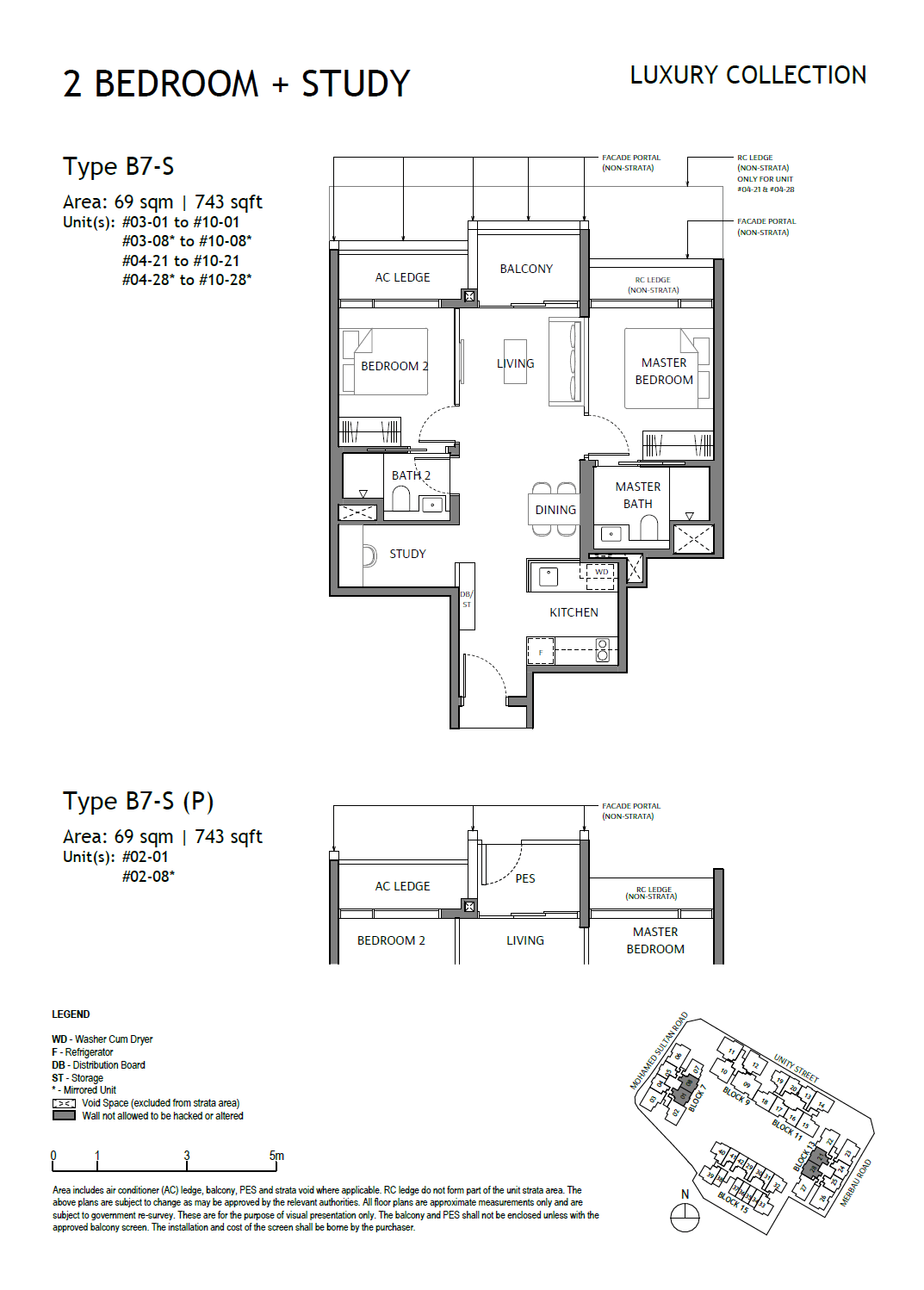 The Robertson Opus, floor plan B7-S (2 Bedroom + Study)