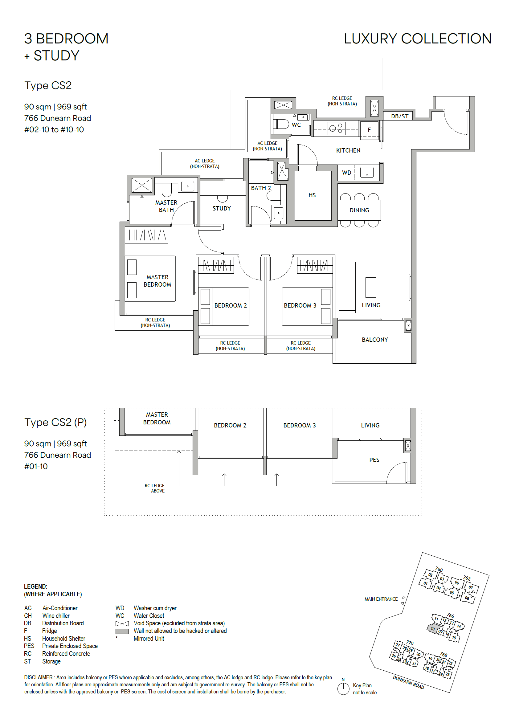Dunearn House, floor plan CS2 (3 Bedroom + Study)