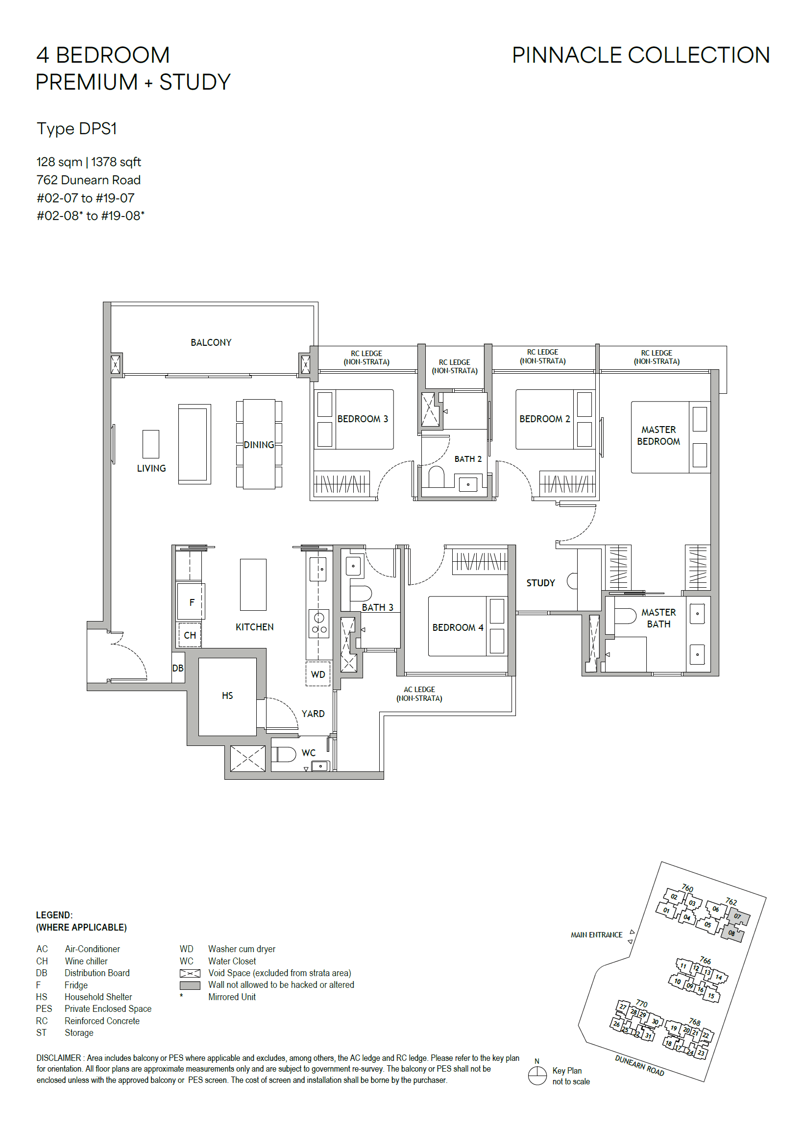 Dunearn House, floor plan DPS1 (4 Bedroom Premium + Study)