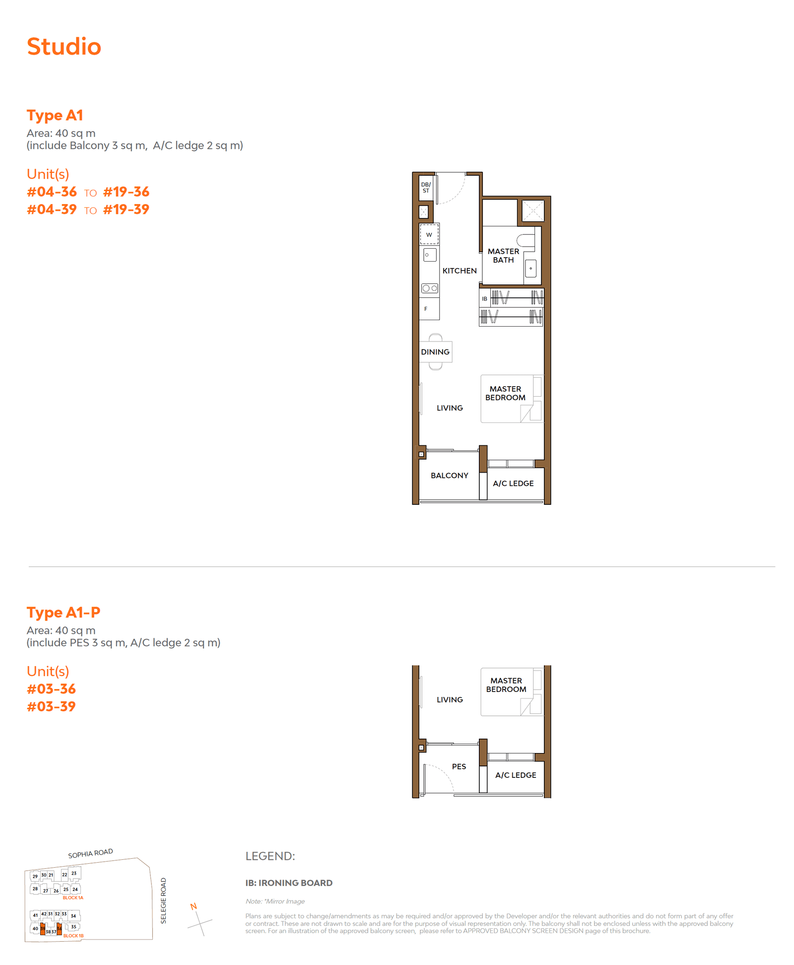 The Collective At One Sophia, floor plan A1-P (Studio)
