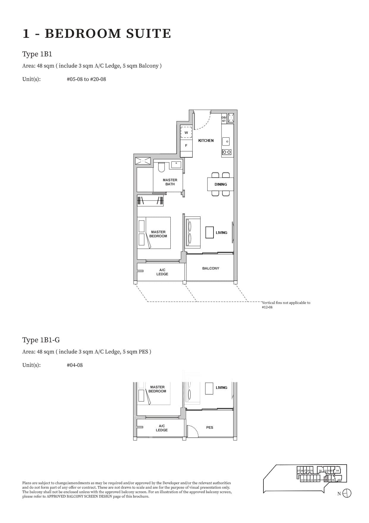 TMW Maxwell, floor plan 1B1-G (1 Bedroom Suite)