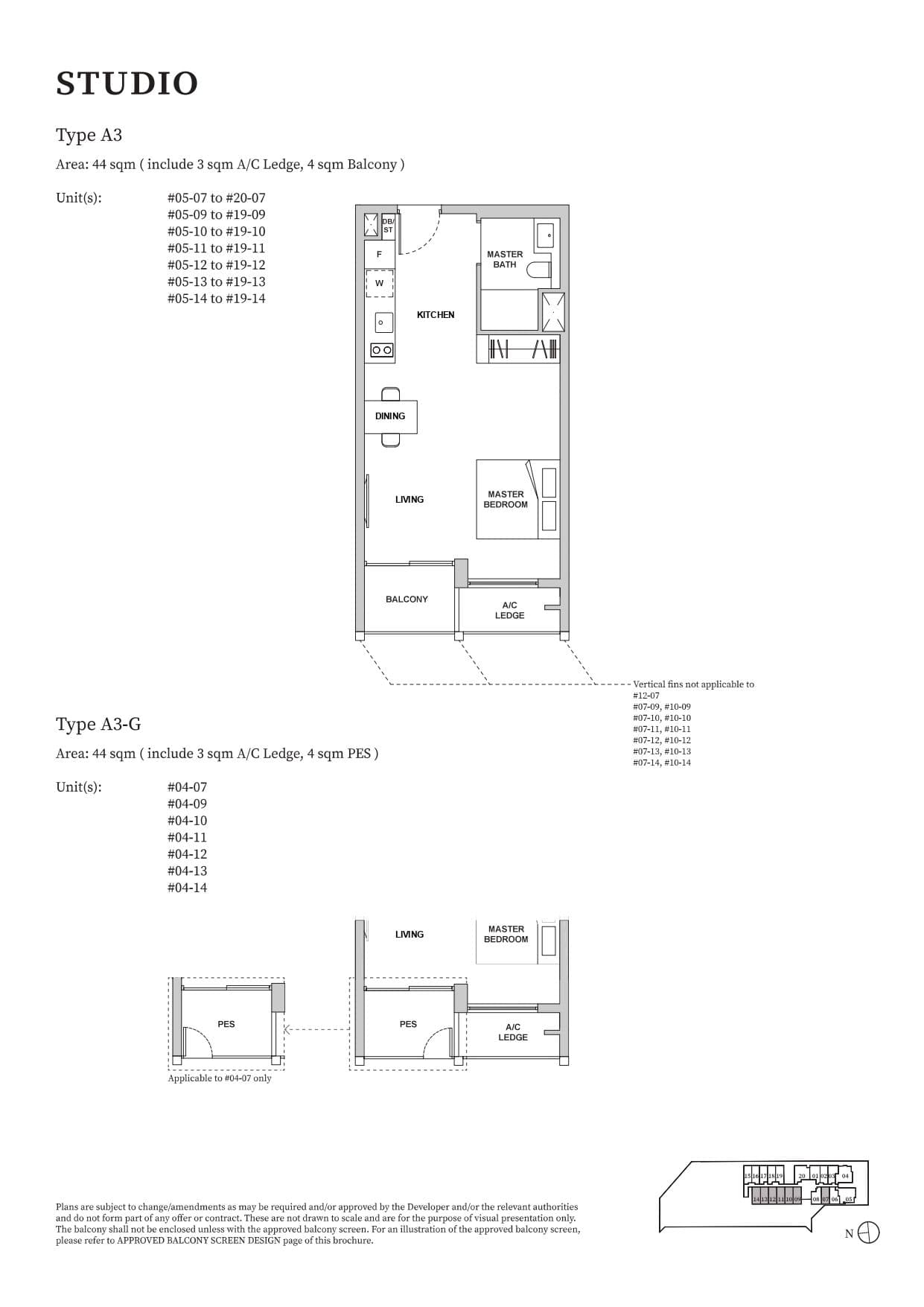 TMW Maxwell, floor plan A3-G (Studio)
