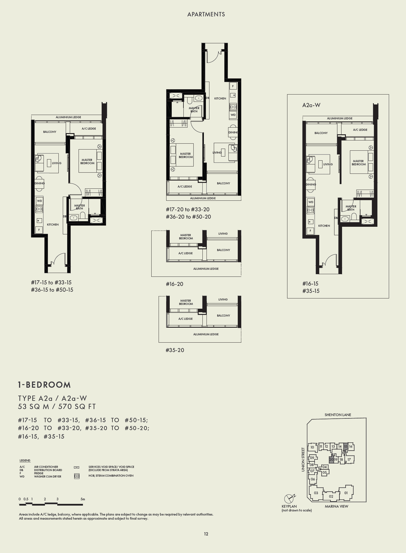 W Residences Marina View - Singapore, floor plan A2a-W (1 Bedroom)