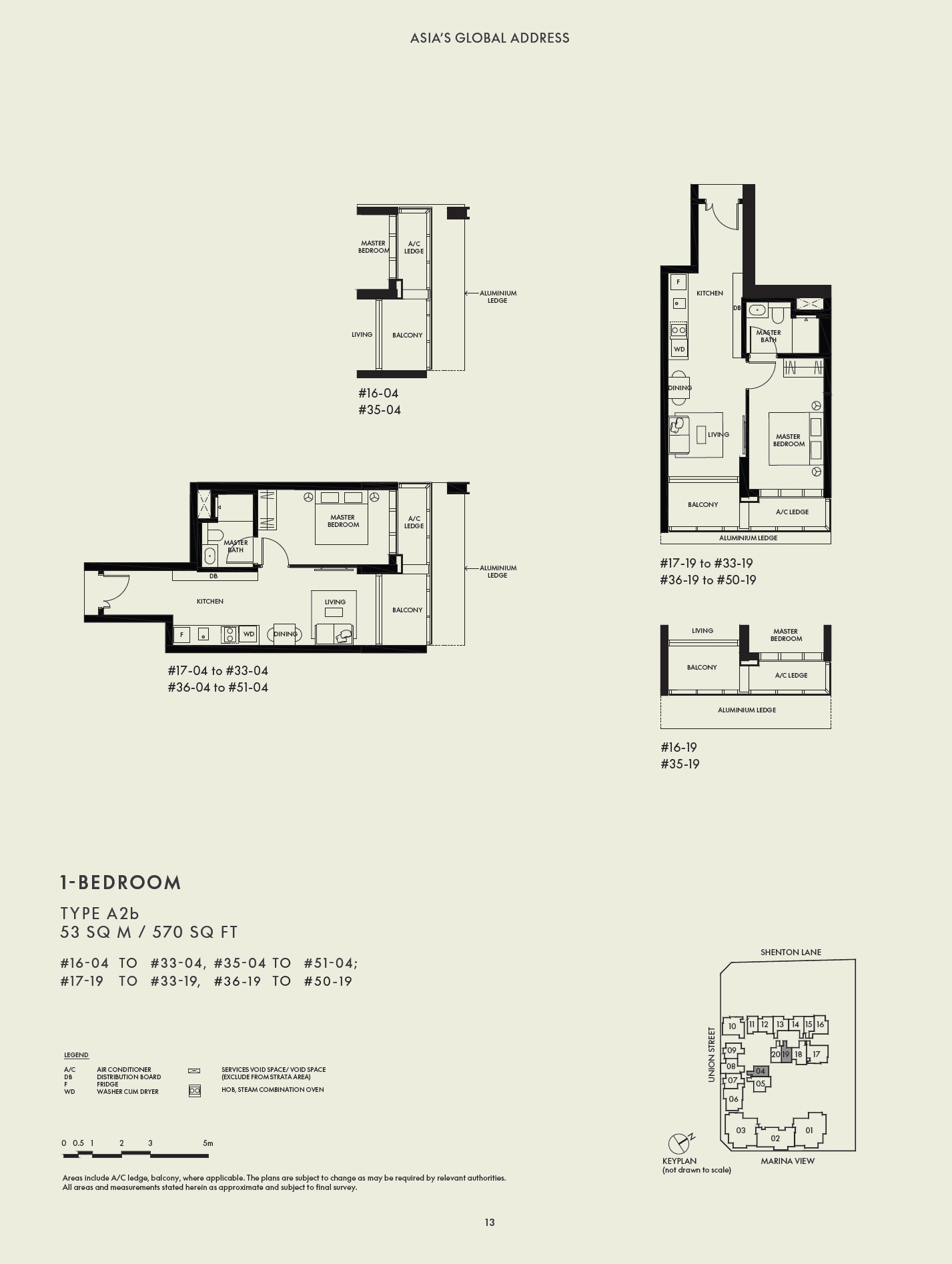 W Residences Marina View - Singapore, floor plan A2b (1 Bedroom)