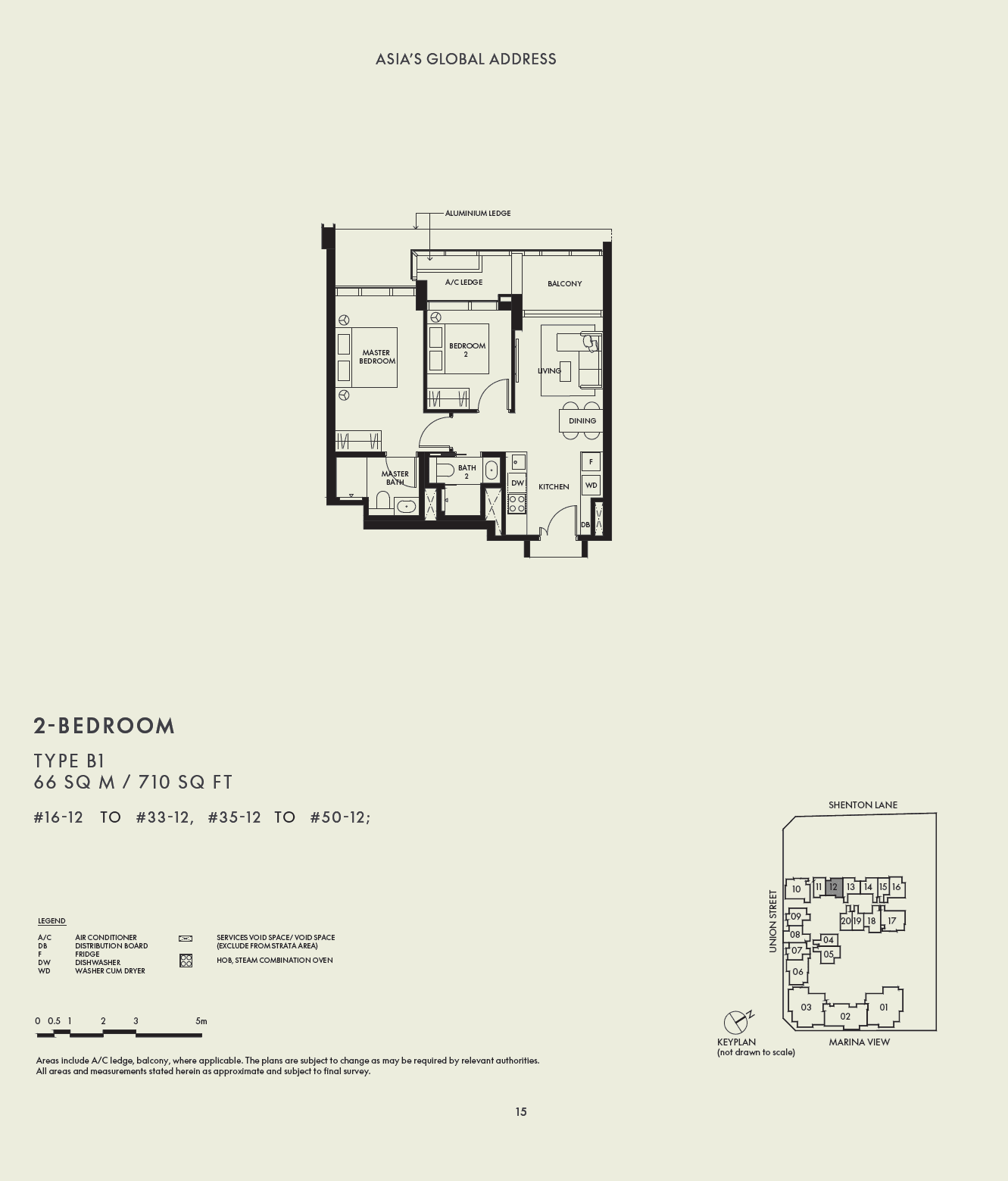 W Residences Marina View - Singapore, floor plan B1 (2 Bedroom)
