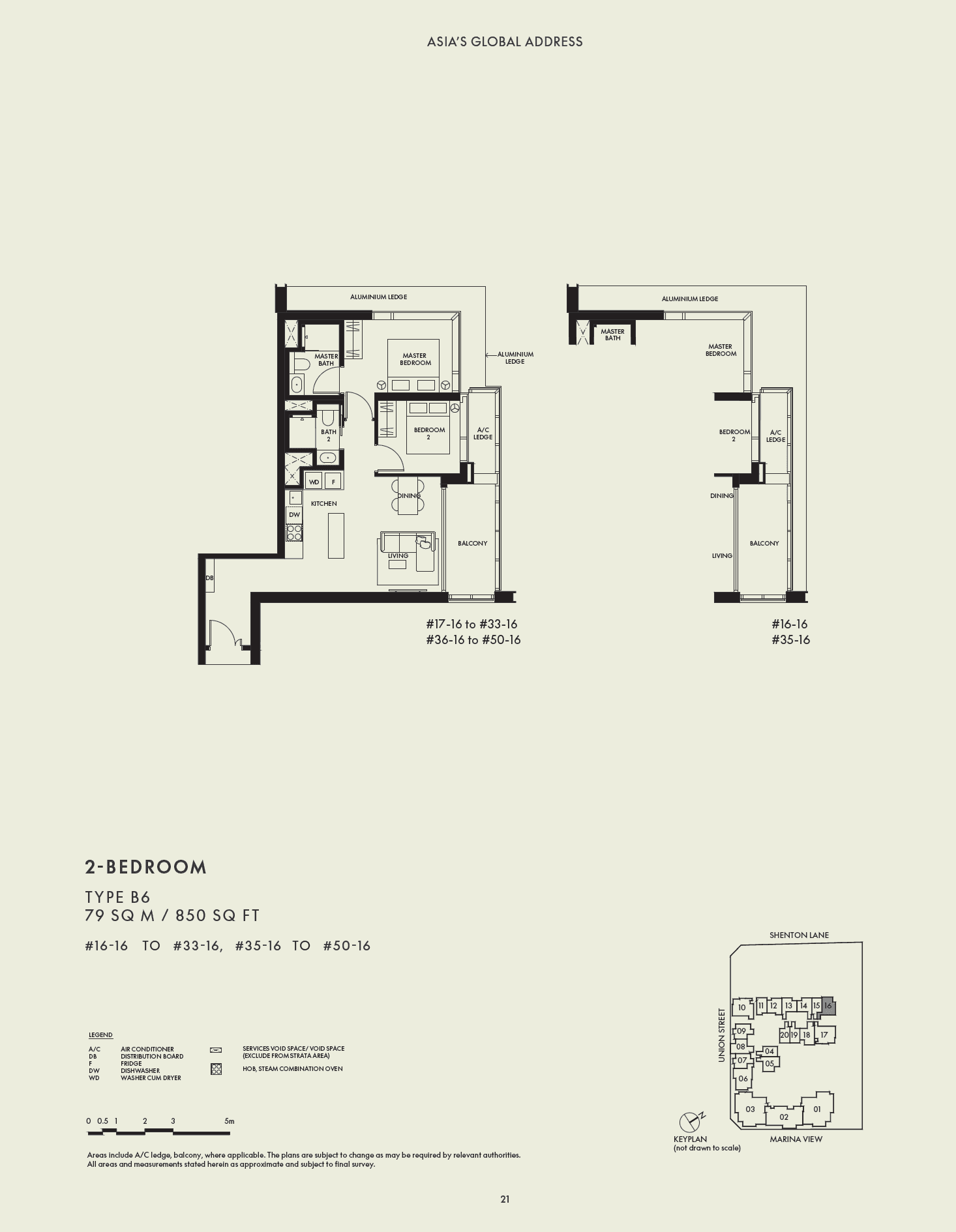 W Residences Marina View - Singapore, floor plan B6 (2 Bedroom Premium)