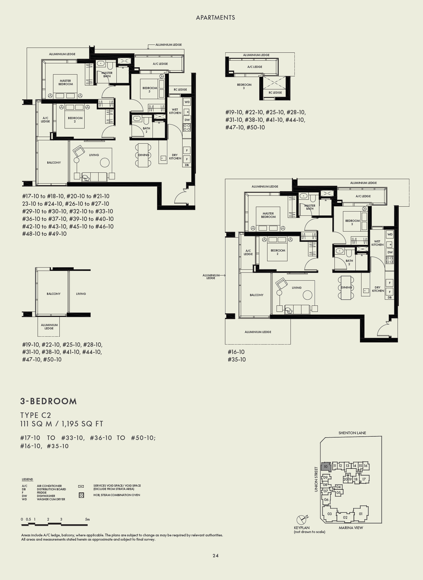 W Residences Marina View - Singapore, floor plan C2 (3 Bedroom)