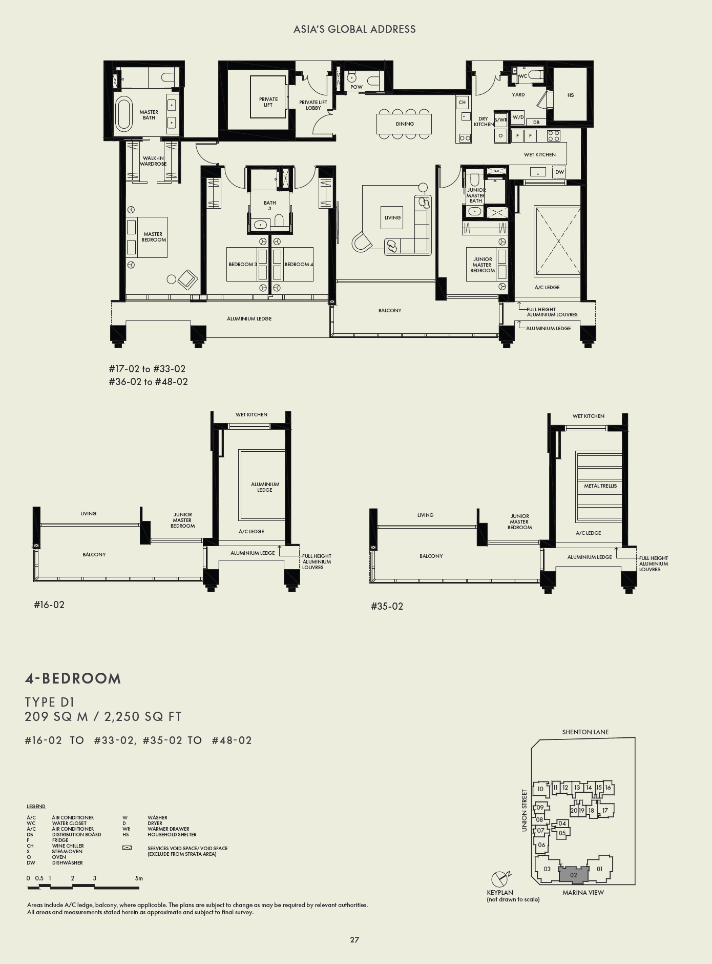 W Residences Marina View - Singapore, floor plan D1 (4 Bedroom)