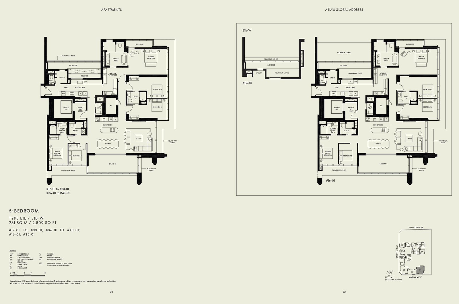 W Residences Marina View - Singapore, floor plan E1b-W (5 Bedroom)