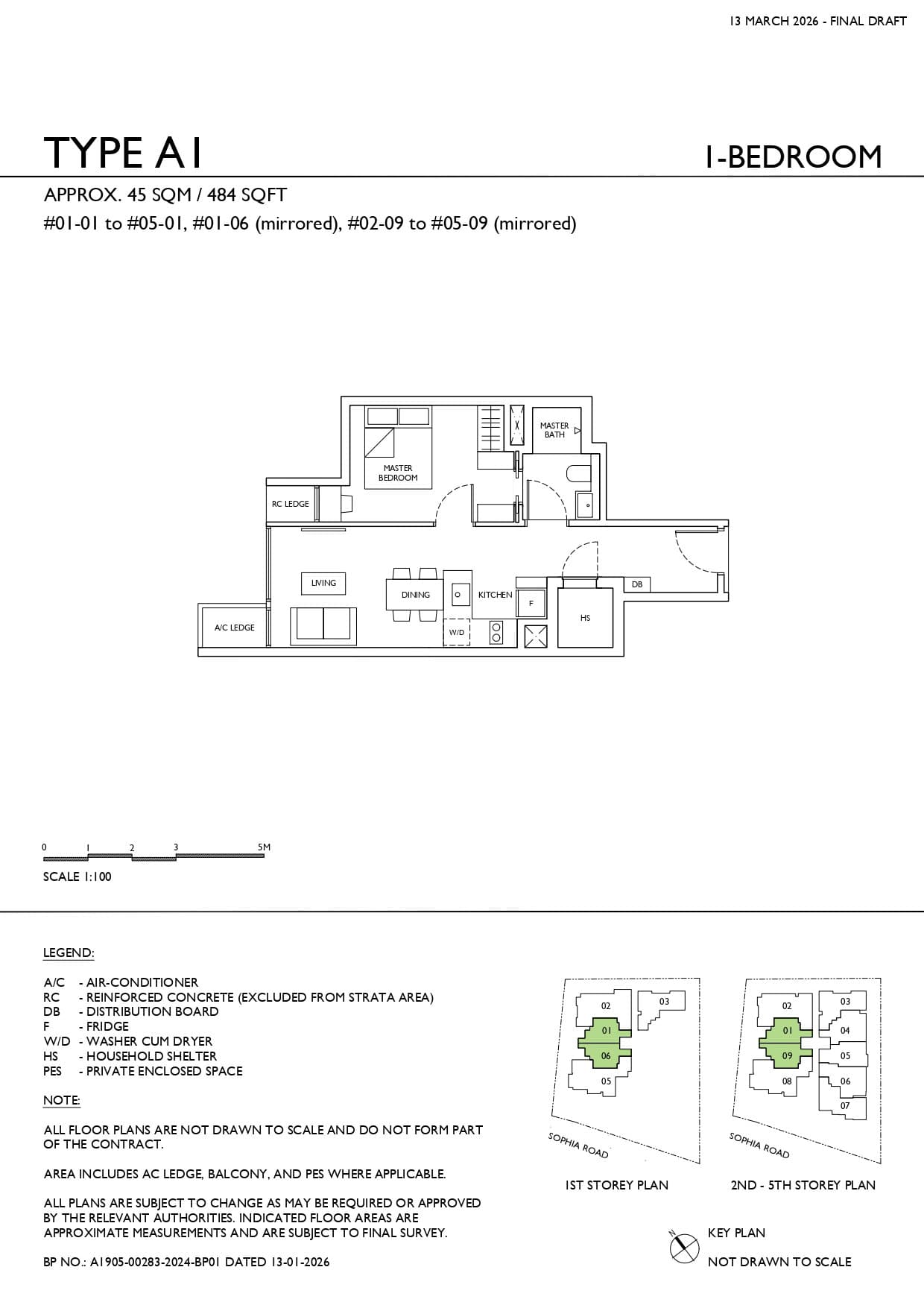 Sophia Meadow, floor plan A1 (1 Bedroom)