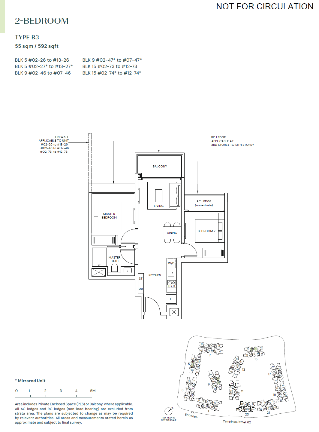 Parktown Residence, floor plan B3 (2 Bedroom)