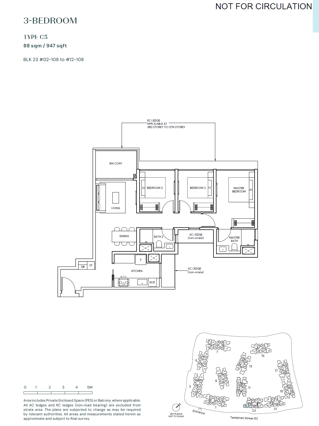 Parktown Residence, floor plan C5 (3 Bedroom)