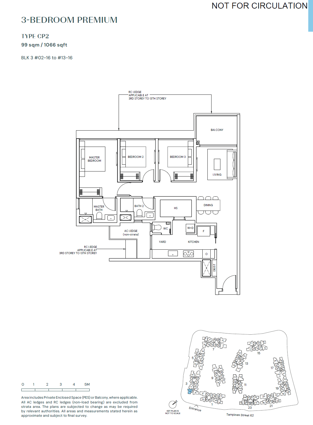 Parktown Residence, floor plan CP2 (3 Bedroom Premium)