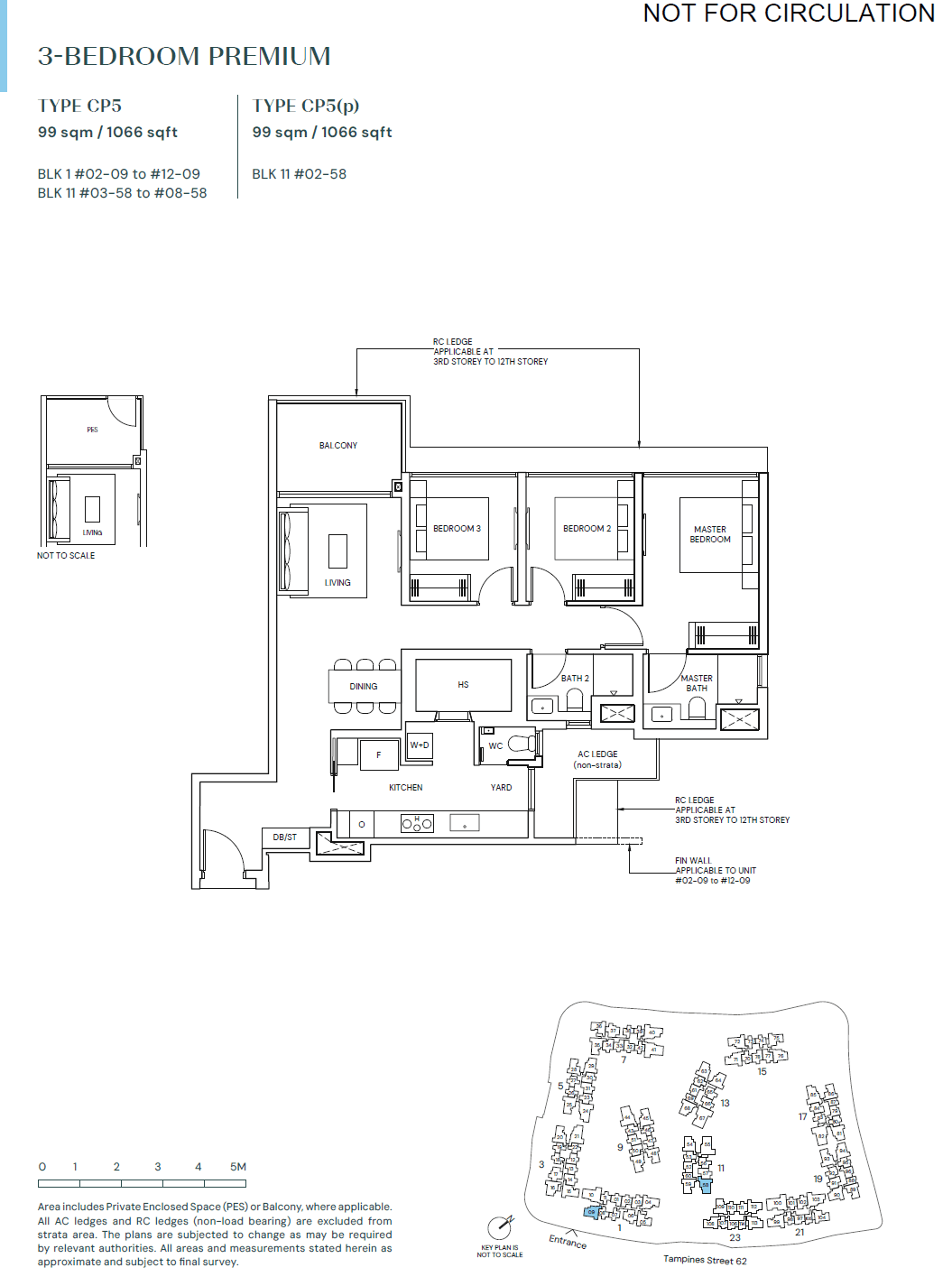 Parktown Residence, floor plan CP5 (3 Bedroom Premium)