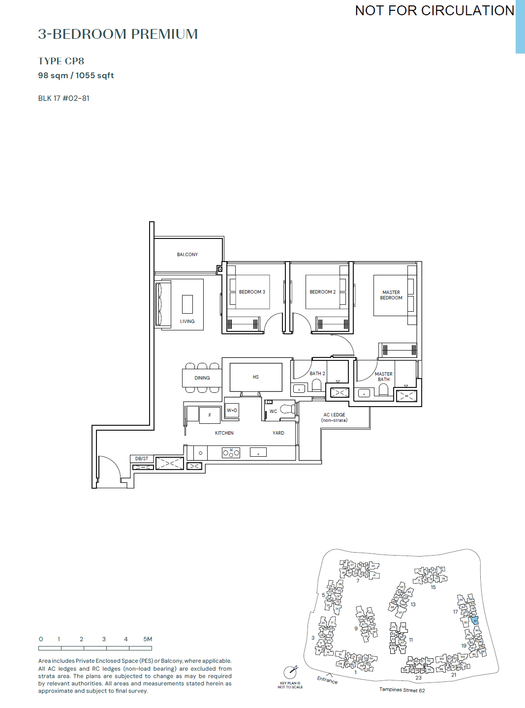 Parktown Residence, floor plan CP8 (3 Bedroom Premium)