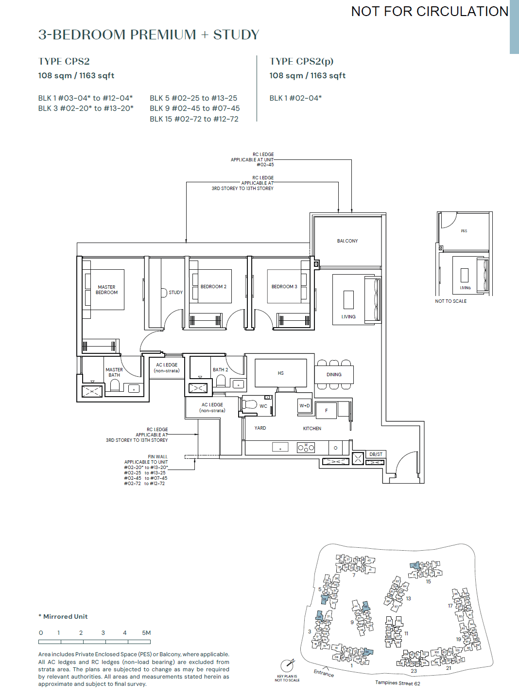 Parktown Residence, floor plan CPS2 (3 Bedroom Premium + Study)