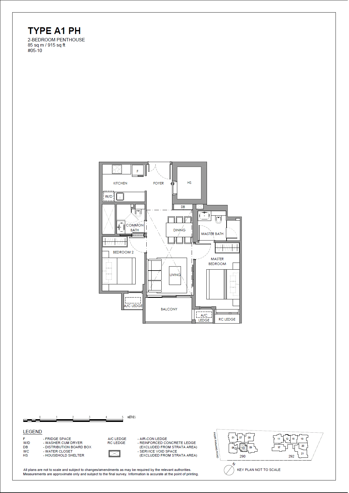 The Hillshore, floor plan A1 PH (2 Bedroom Penthouse)
