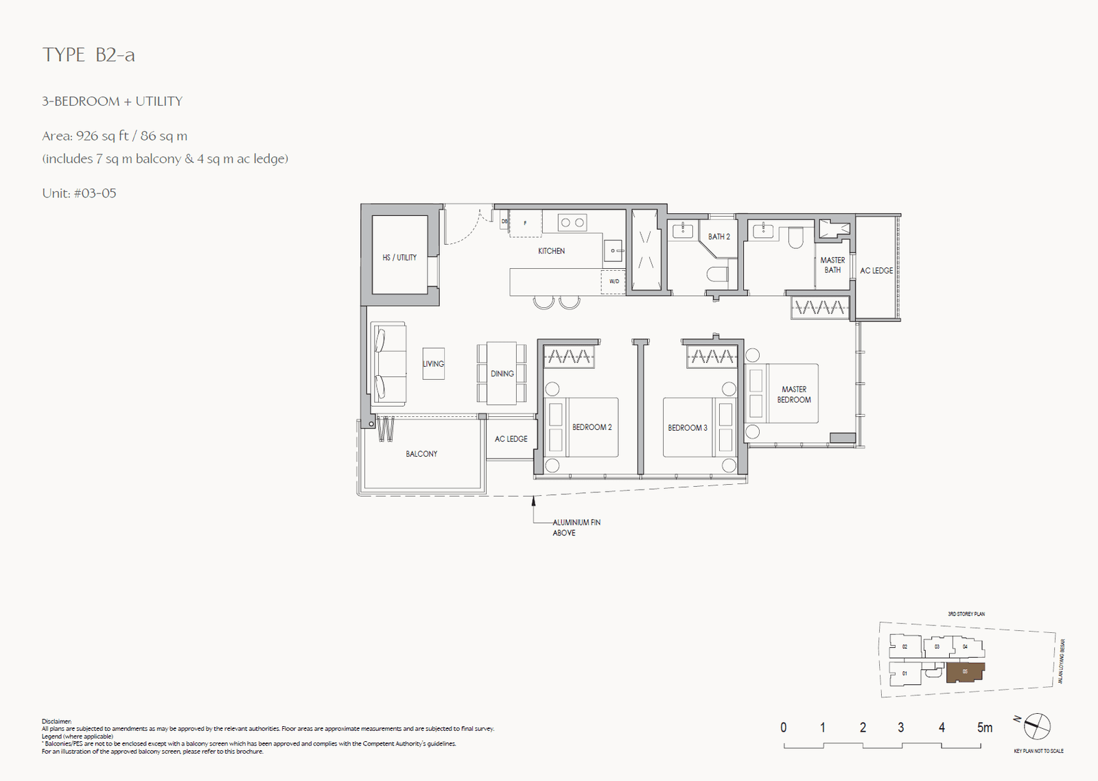 The Shorefront, floor plan B2-a (3 Bedroom + Utility)