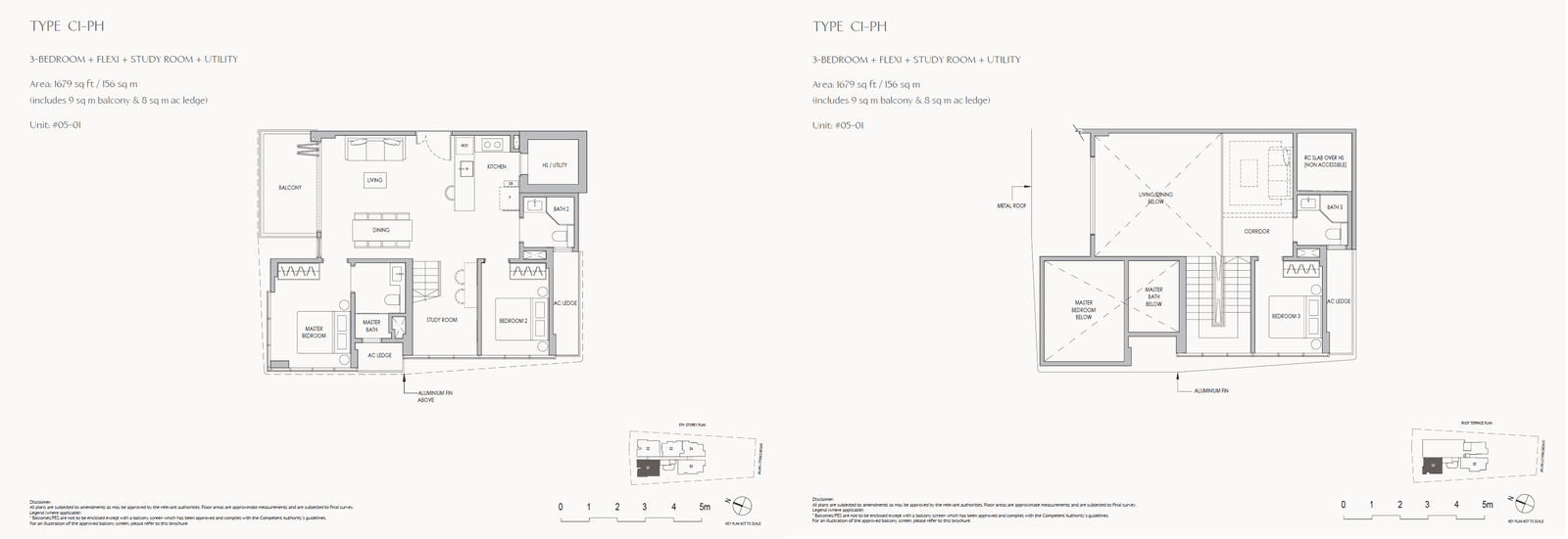The Shorefront, floor plan C1-PH (3 Bedroom + Flexi + Study Room + Utility)