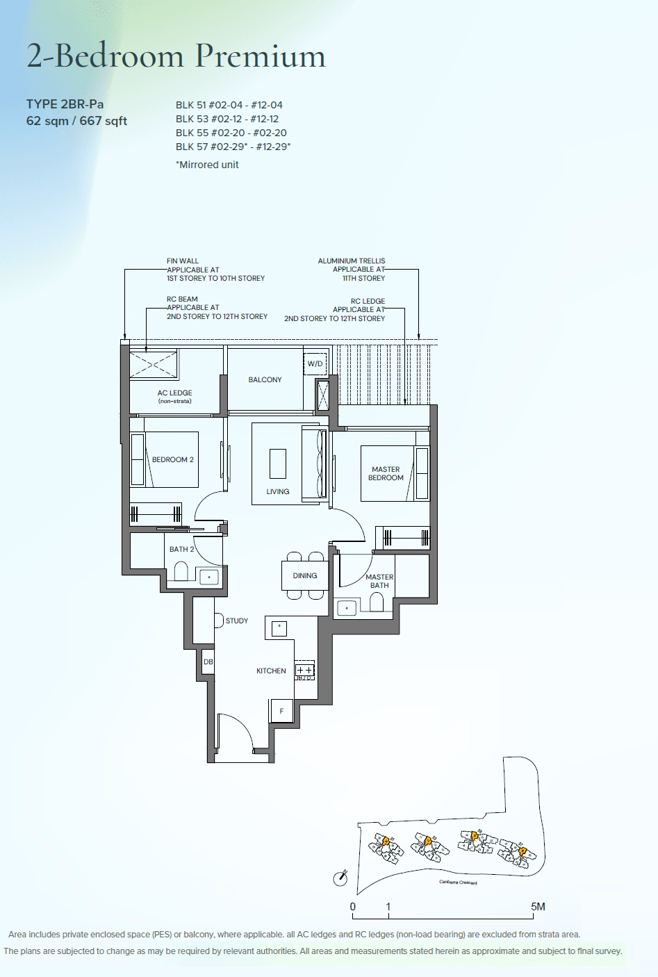 Canberra Crescent Residences, floor plan 2BR-Pa (2 Bedroom Premium)