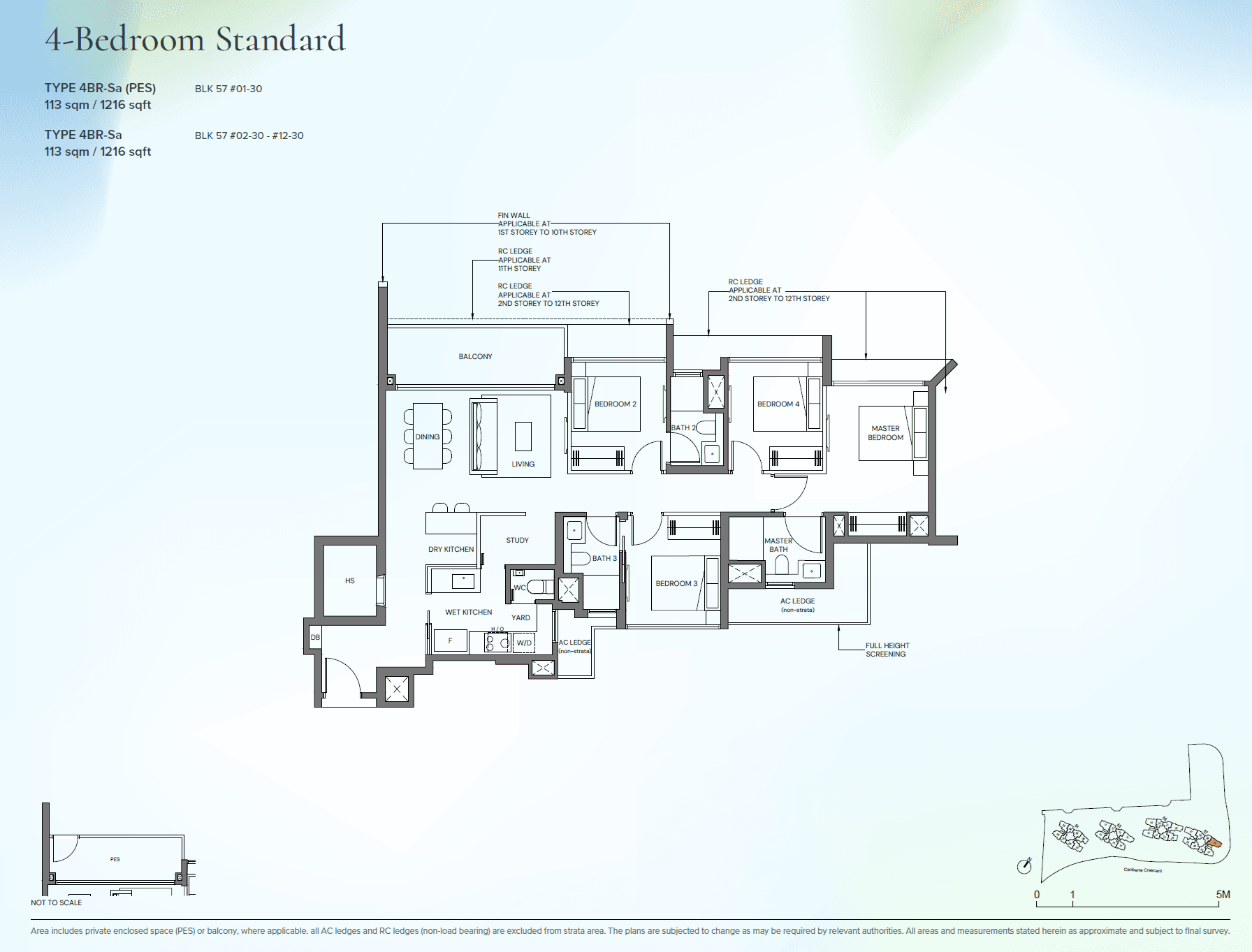 Canberra Crescent Residences, floor plan 4BR-Sa (4 Bedroom Standard)