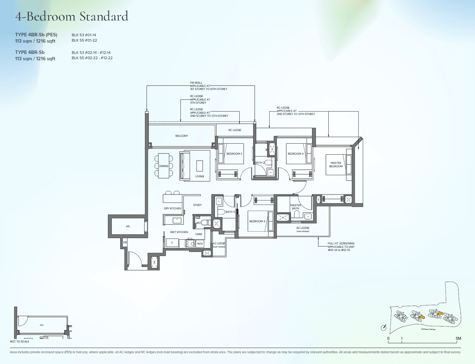 Canberra Crescent Residences, floor plan 4BR-Sb (4 Bedroom Standard)