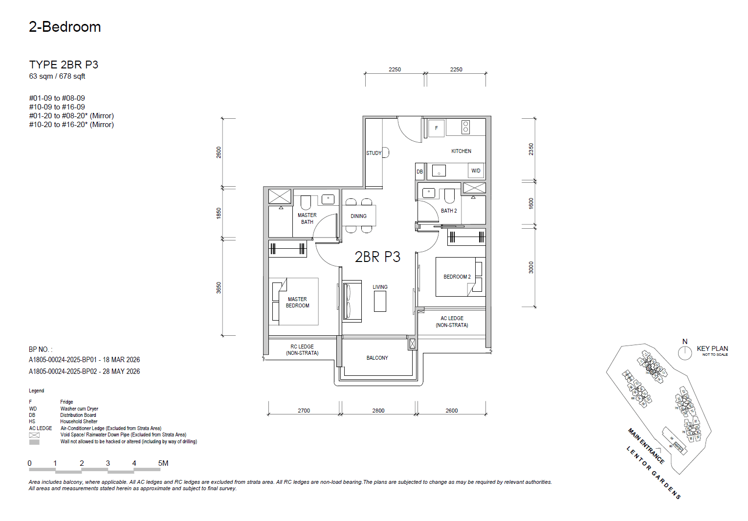 Lentor Gardens Residences, floor plan 2BR P3 (2 Bedroom Premium)