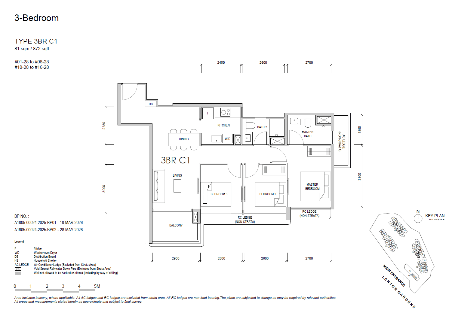 Lentor Gardens Residences, floor plan 3BR C1 (3 Bedroom Compact)