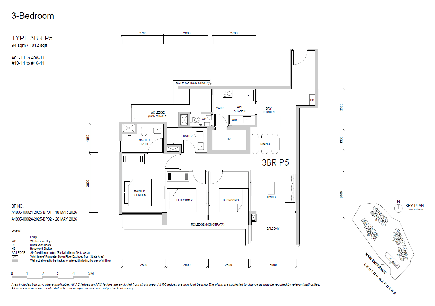 Lentor Gardens Residences, floor plan 3BR P5 (3 Bedroom Premium)