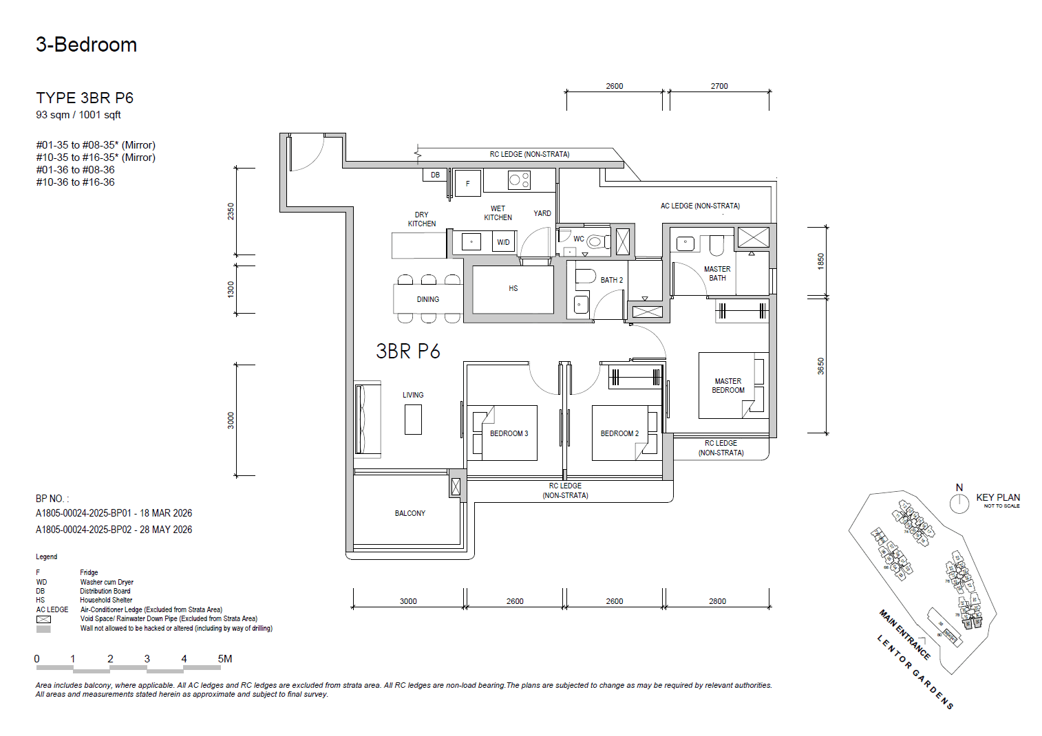 Lentor Gardens Residences, floor plan 3BR P6 (3 Bedroom Premium)