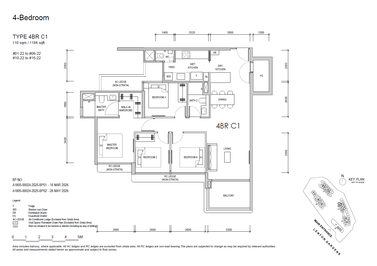 Lentor Gardens Residences, floor plan 4BR C1 (4 Bedroom Compact)