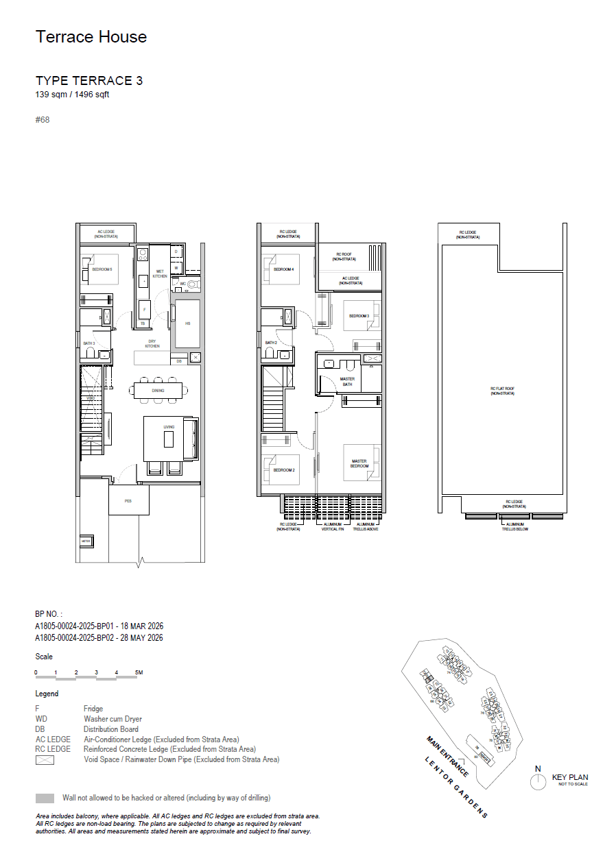 Lentor Gardens Residences, floor plan TERRACE 3 (Strata Terrace House)