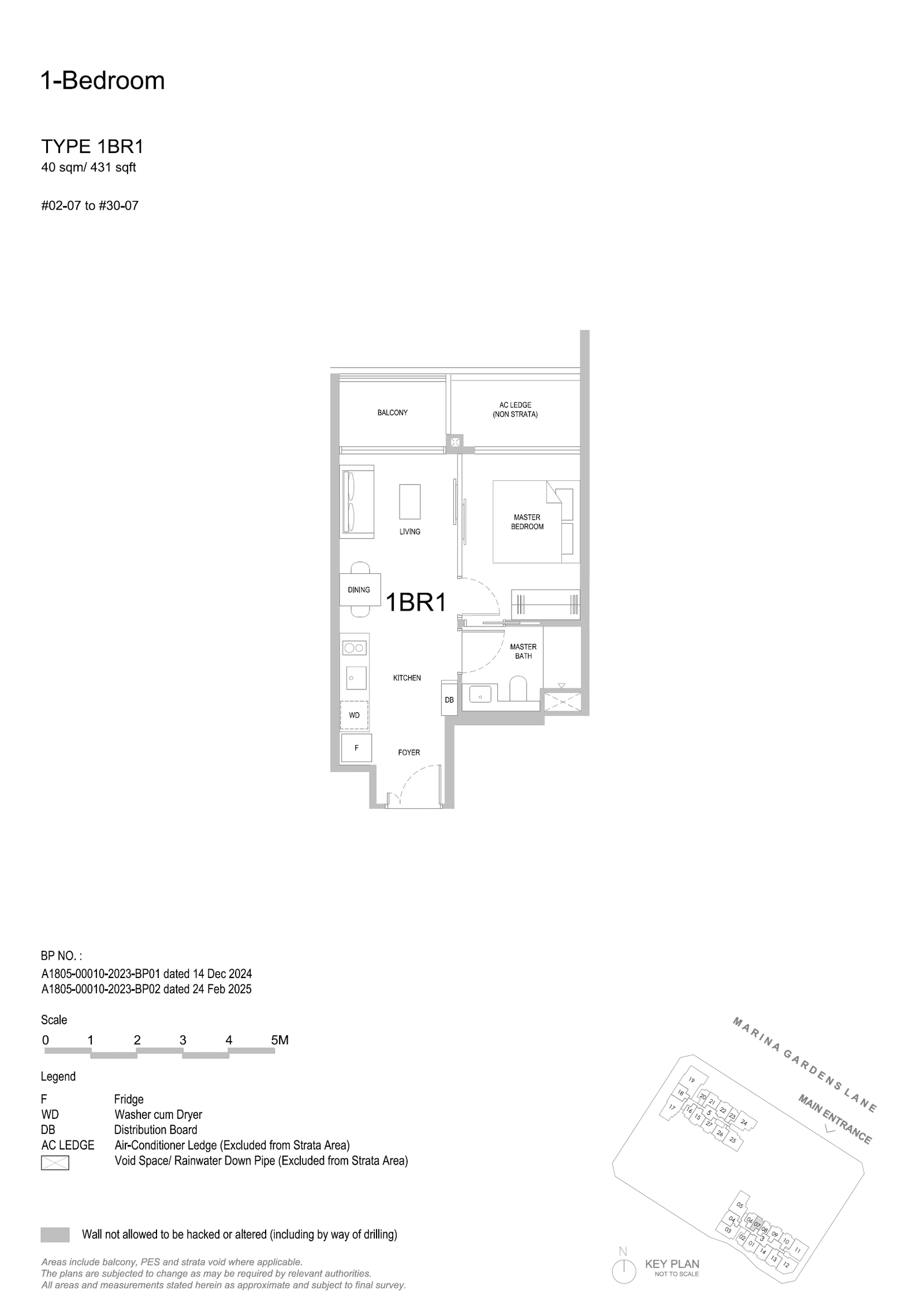 One Marina Gardens, floor plan 1BR1 (1 Bedroom)