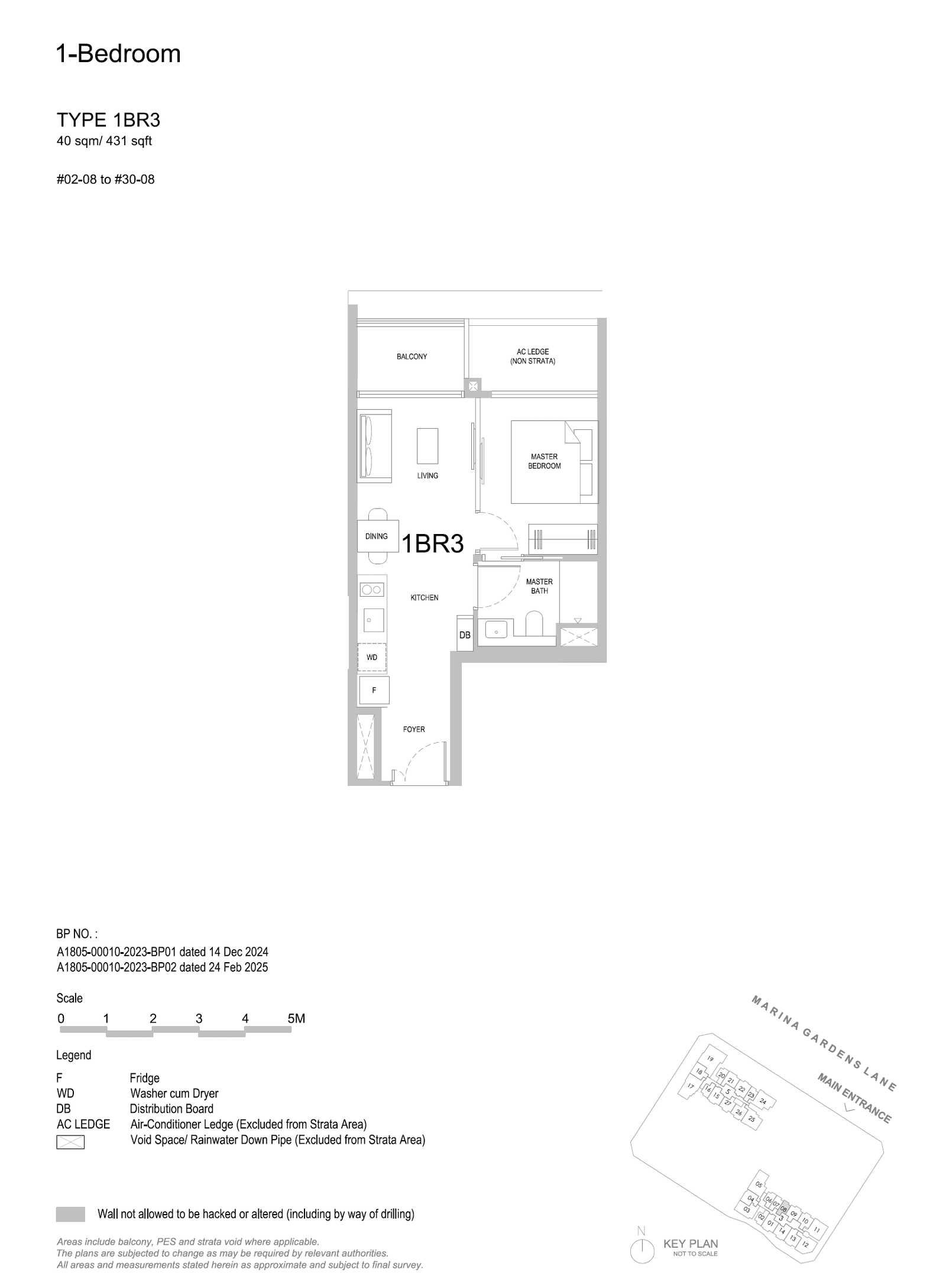 One Marina Gardens, floor plan 1BR3 (1 Bedroom)
