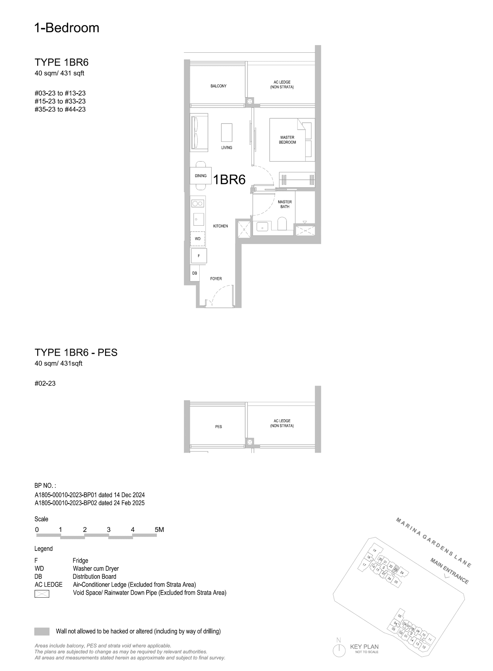 One Marina Gardens, floor plan 1BR6-PES (1 Bedroom)