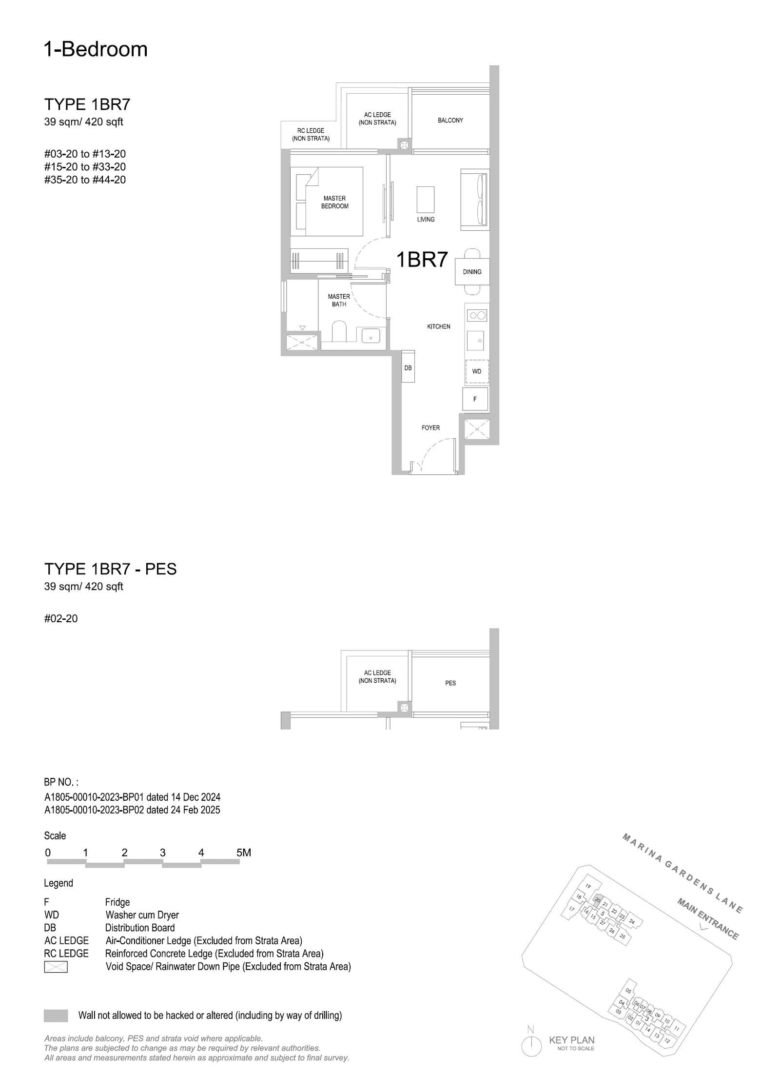 One Marina Gardens, floor plan 1BR7-PES (1 Bedroom)