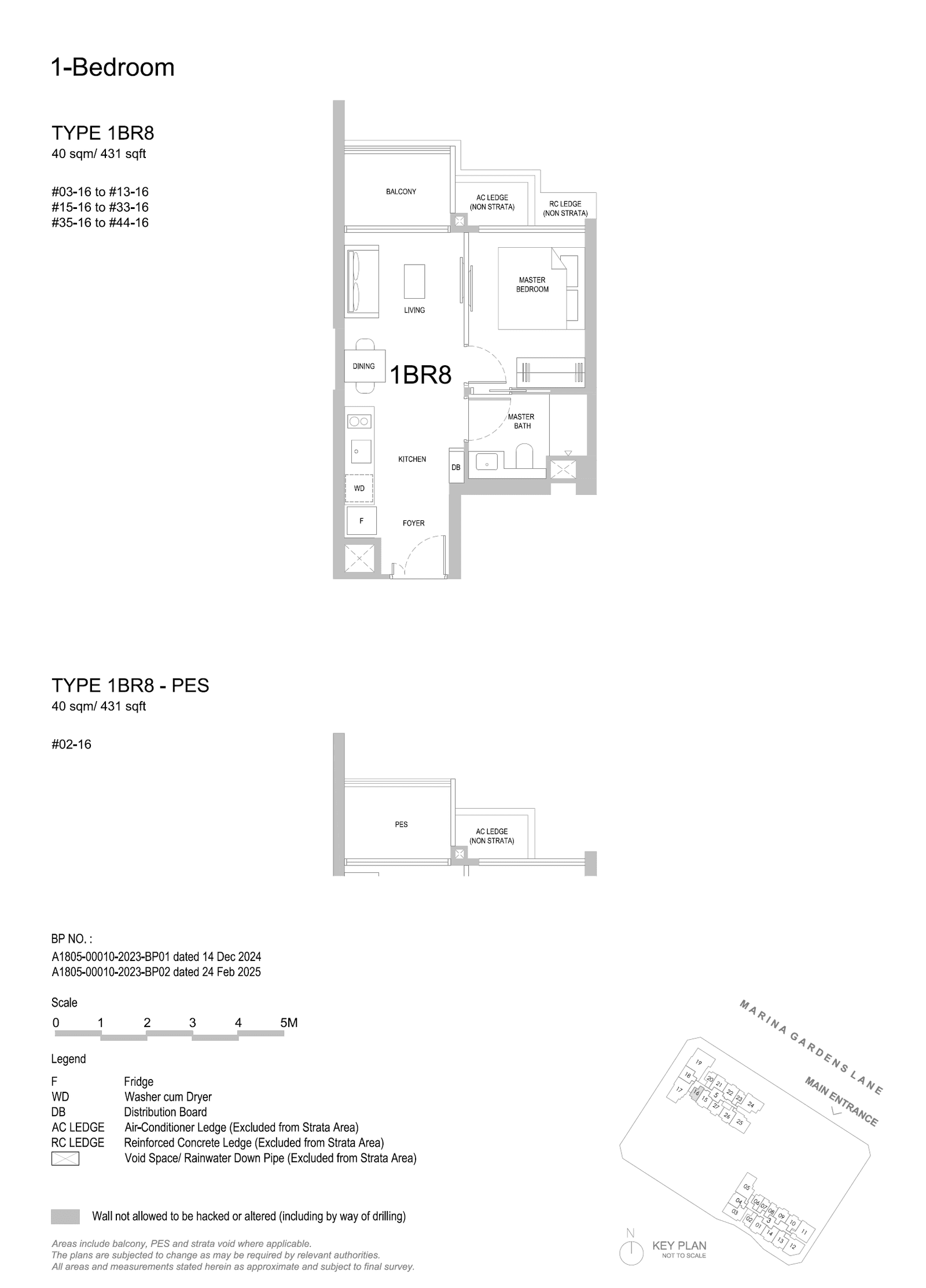 One Marina Gardens, floor plan 1BR8-PES (1 Bedroom)