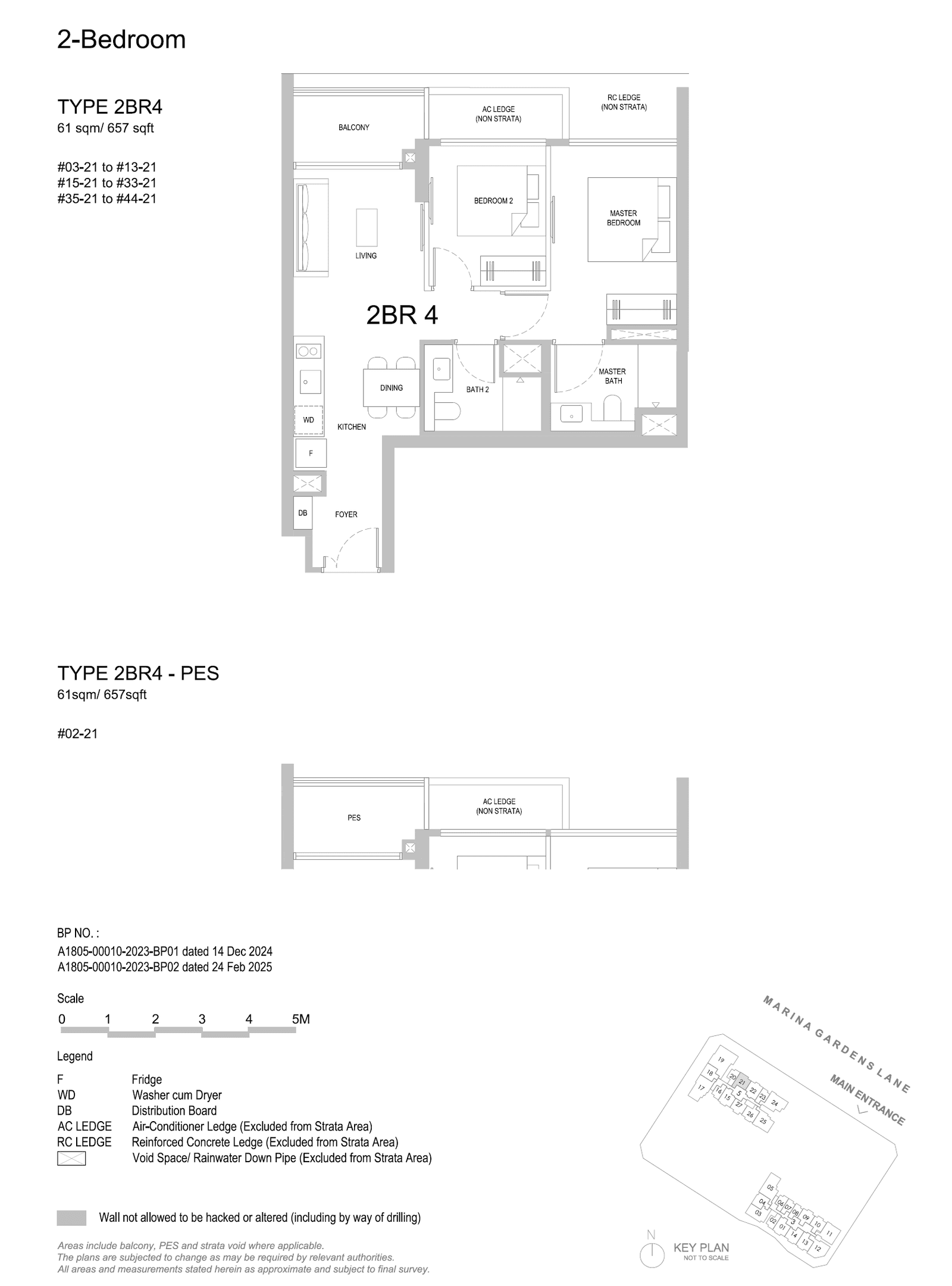 One Marina Gardens, floor plan 2BR4-PES (2 Bedroom)