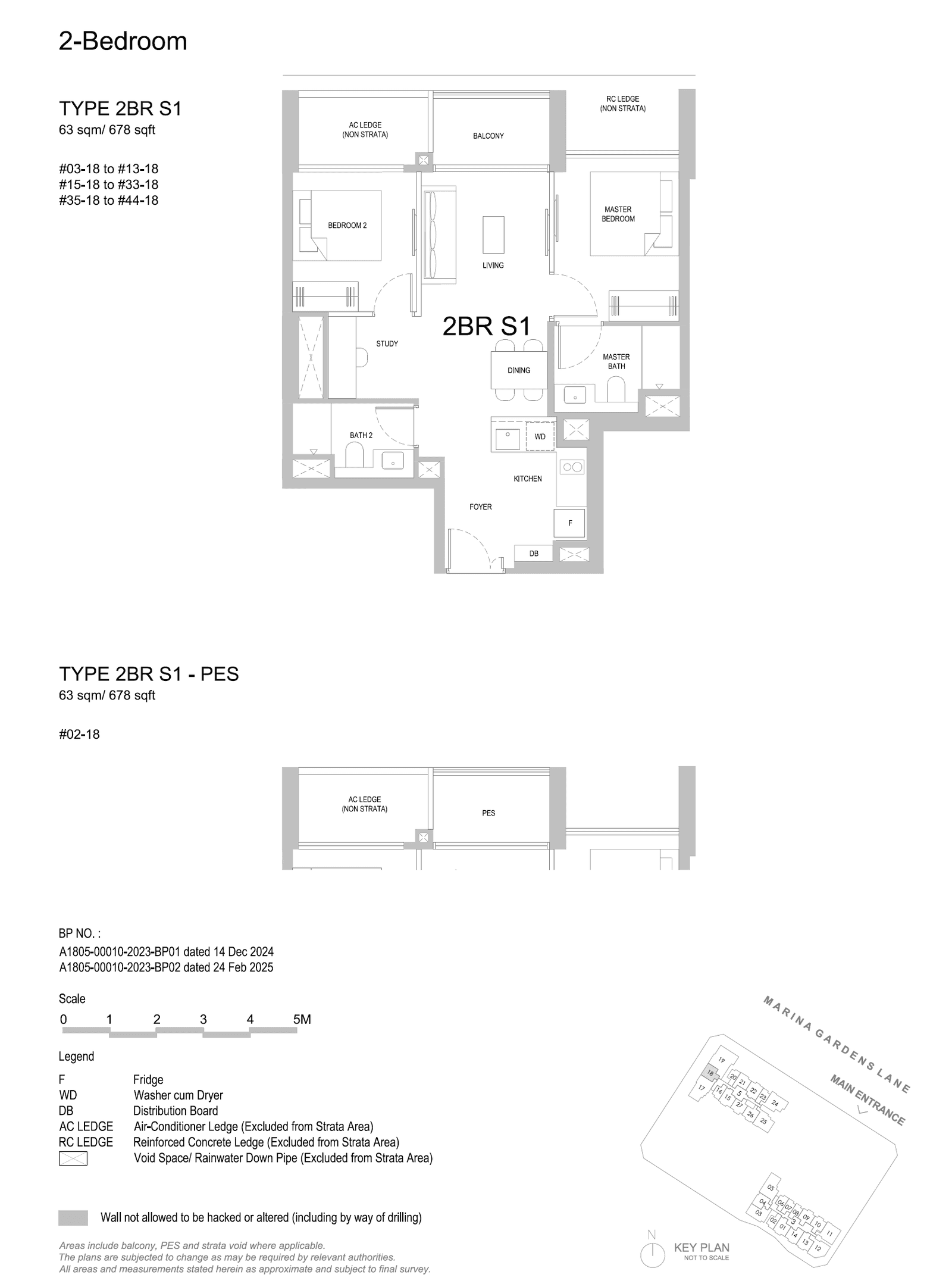 One Marina Gardens, floor plan 2BR S1-PES (2 Bedroom)