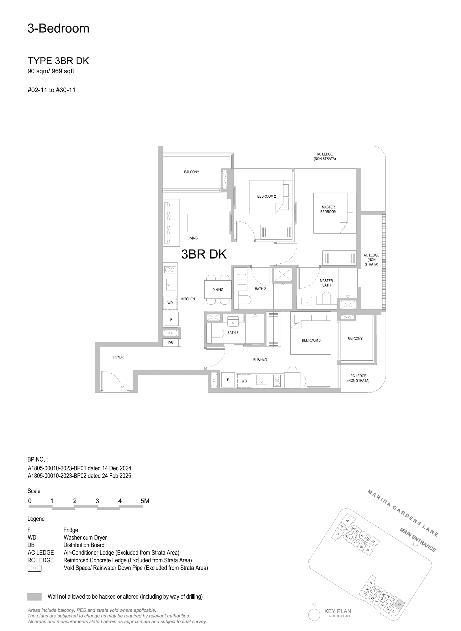 One Marina Gardens, floor plan 3BR DK (3 Bedroom (Dual Key))
