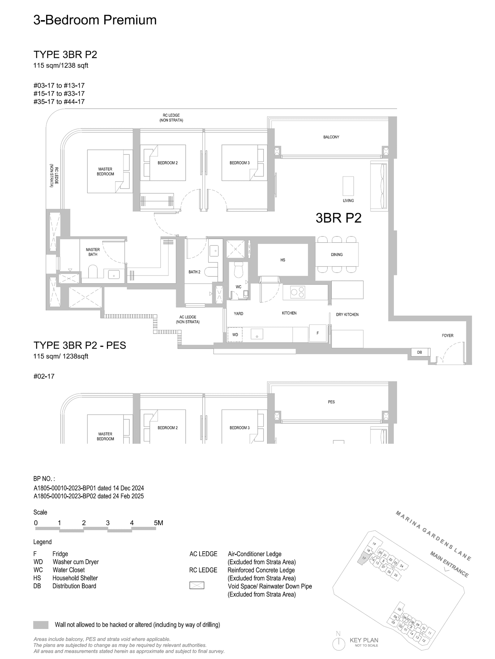 One Marina Gardens, floor plan 3BR P2-PES (3 Bedroom Premium)