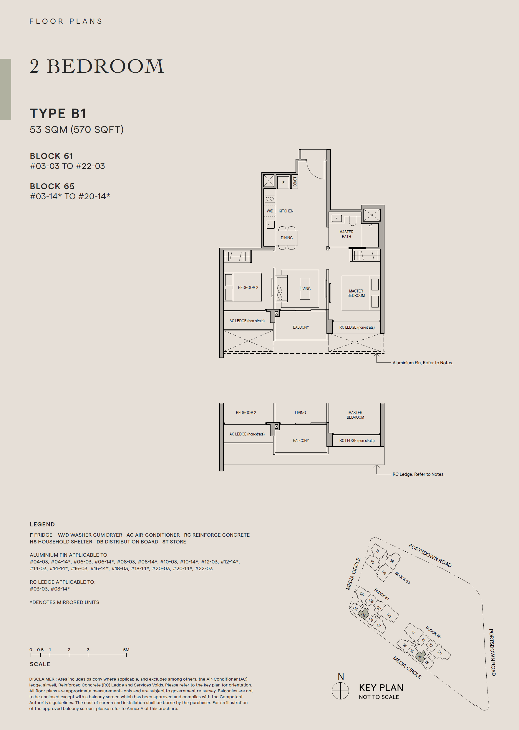 Bloomsbury Residences, floor plan B1 (2 Bedroom)