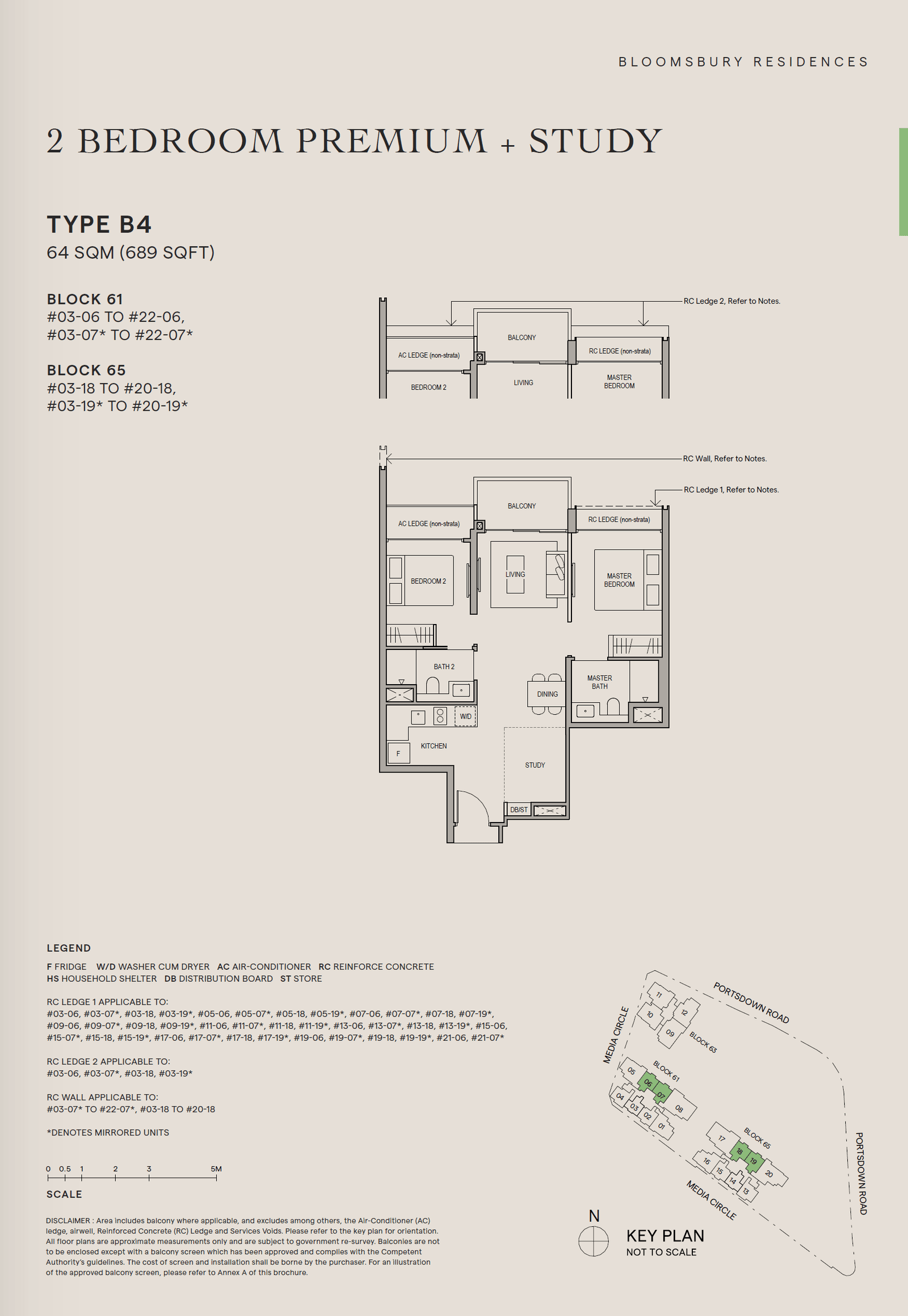 Bloomsbury Residences, floor plan B4 (2 Bedroom Premium + Study)