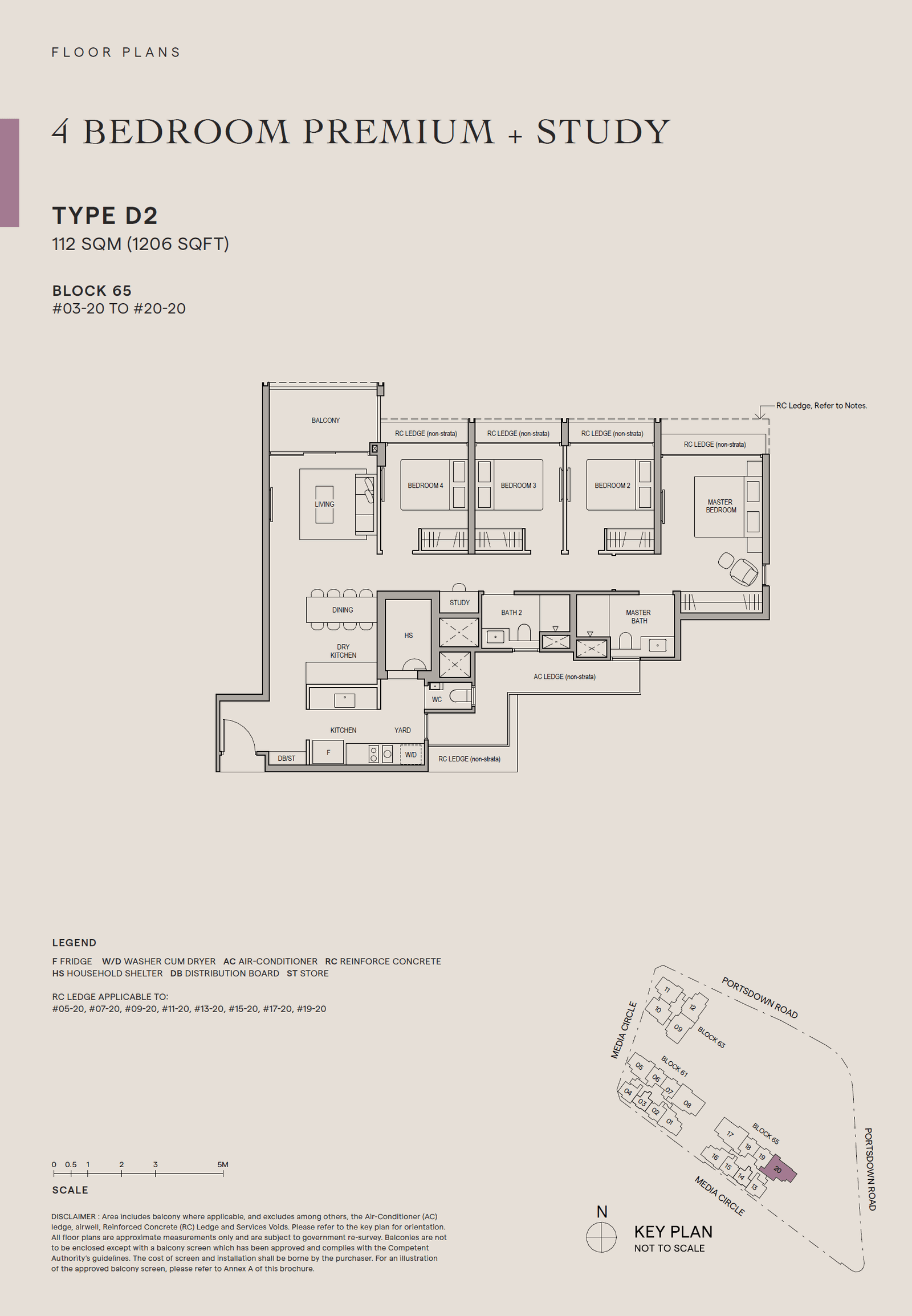 Bloomsbury Residences, floor plan D2 (4 Bedroom Premium + Study)